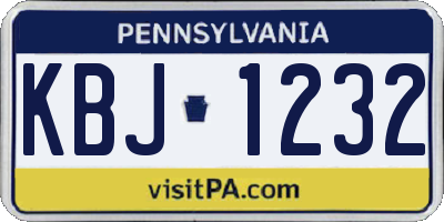 PA license plate KBJ1232