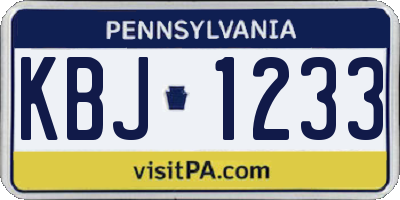 PA license plate KBJ1233