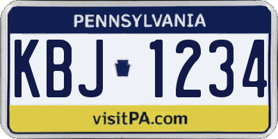 PA license plate KBJ1234