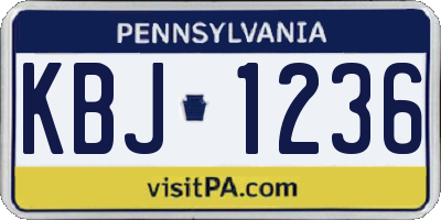 PA license plate KBJ1236