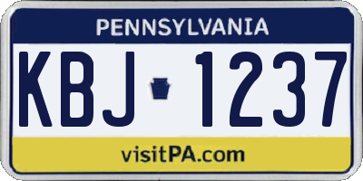 PA license plate KBJ1237
