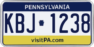 PA license plate KBJ1238
