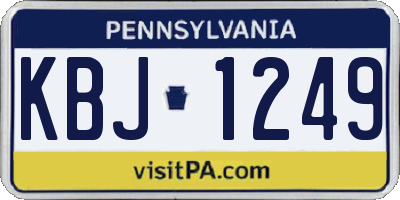 PA license plate KBJ1249