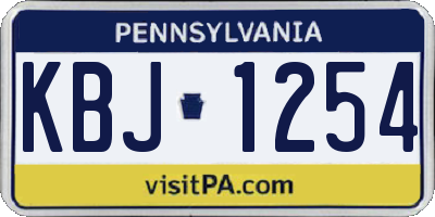 PA license plate KBJ1254