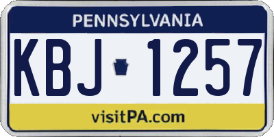 PA license plate KBJ1257