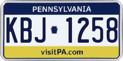PA license plate KBJ1258