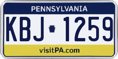 PA license plate KBJ1259
