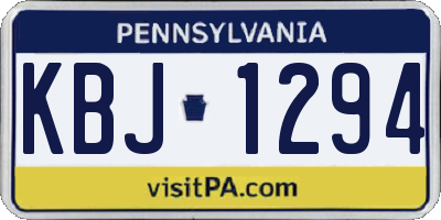 PA license plate KBJ1294