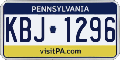 PA license plate KBJ1296