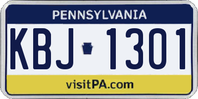 PA license plate KBJ1301