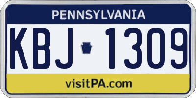 PA license plate KBJ1309