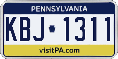 PA license plate KBJ1311