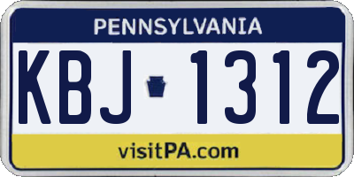 PA license plate KBJ1312