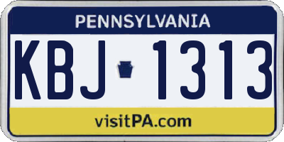 PA license plate KBJ1313