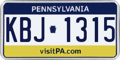 PA license plate KBJ1315