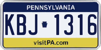 PA license plate KBJ1316