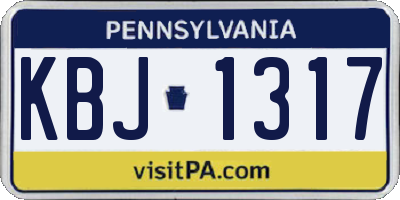 PA license plate KBJ1317