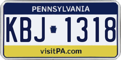 PA license plate KBJ1318