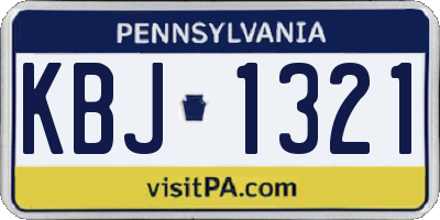 PA license plate KBJ1321