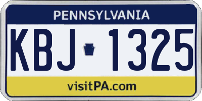 PA license plate KBJ1325
