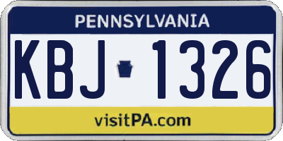 PA license plate KBJ1326