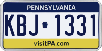 PA license plate KBJ1331