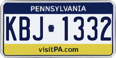 PA license plate KBJ1332