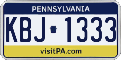 PA license plate KBJ1333