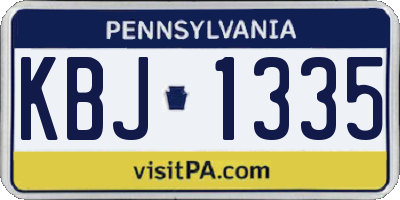 PA license plate KBJ1335