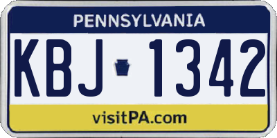 PA license plate KBJ1342