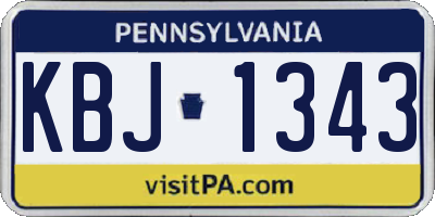PA license plate KBJ1343