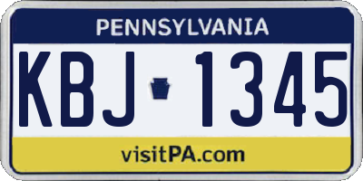 PA license plate KBJ1345