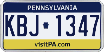 PA license plate KBJ1347