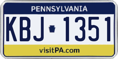 PA license plate KBJ1351