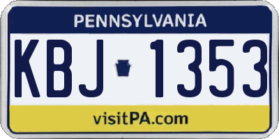 PA license plate KBJ1353