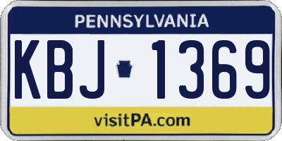 PA license plate KBJ1369