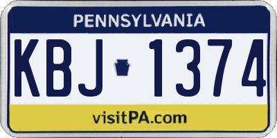 PA license plate KBJ1374