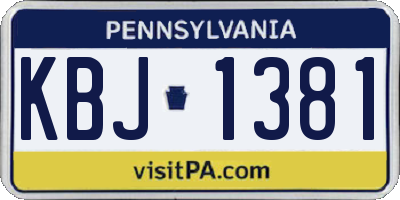 PA license plate KBJ1381