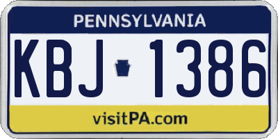 PA license plate KBJ1386