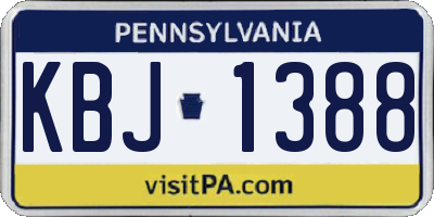 PA license plate KBJ1388