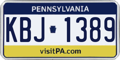 PA license plate KBJ1389
