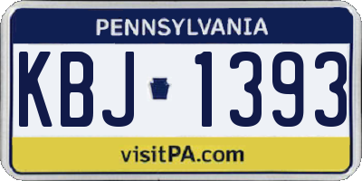 PA license plate KBJ1393