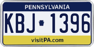 PA license plate KBJ1396