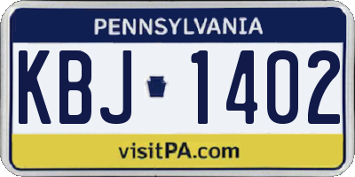 PA license plate KBJ1402