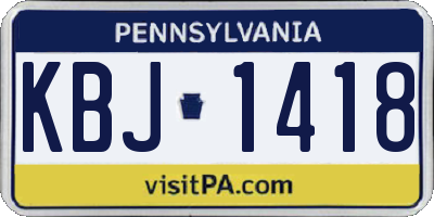 PA license plate KBJ1418