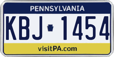 PA license plate KBJ1454