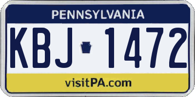 PA license plate KBJ1472