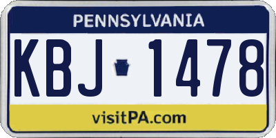 PA license plate KBJ1478