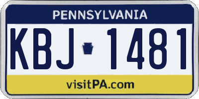 PA license plate KBJ1481