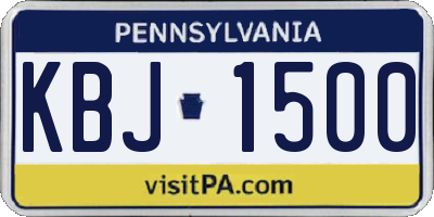 PA license plate KBJ1500